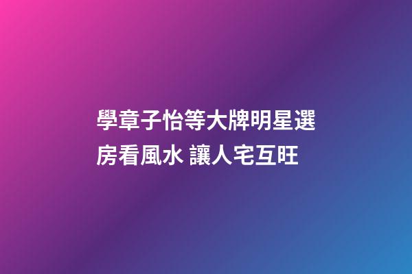 學章子怡等大牌明星選房看風水 讓人宅互旺